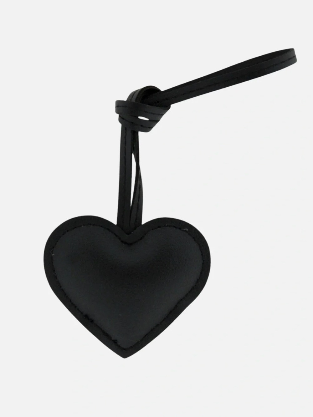 Black heart faux leather bag charm